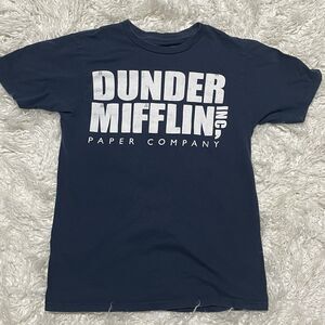 Men’s The Office Shirt S Dunder Mifflin - Navy Blue Ripple Junction